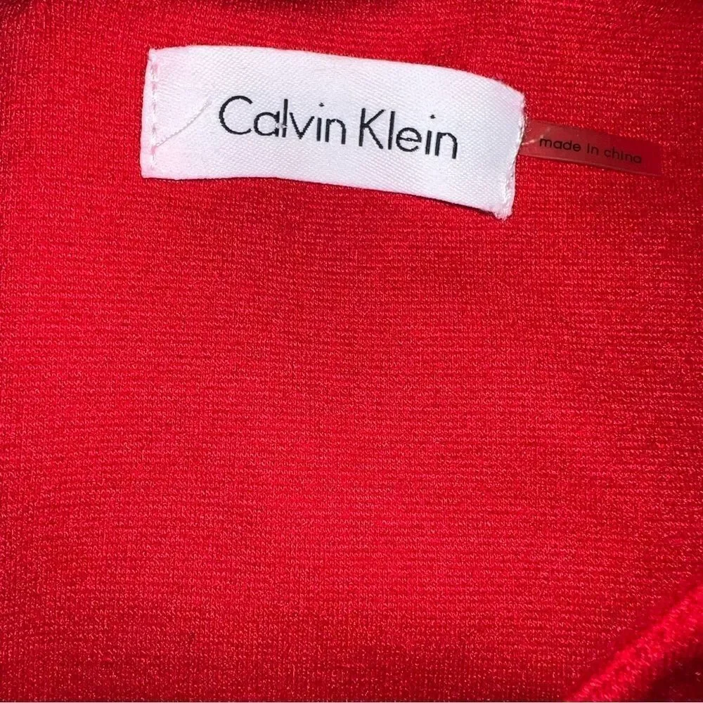 Calvin Klein red sleeveless sheath tiered zip back soft stretchy dress - Picture 10 of 11